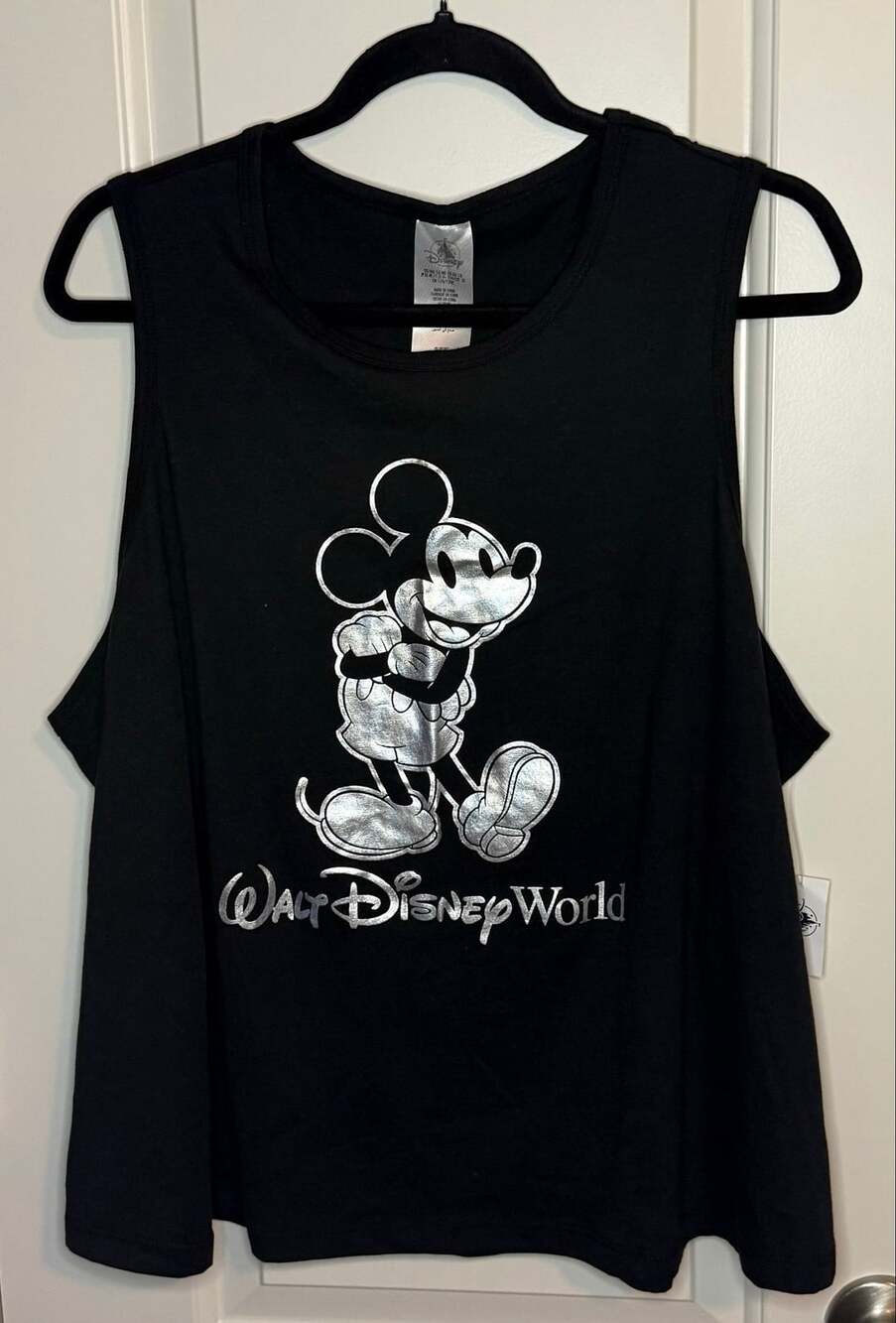 Disney Parks 1X Women's WDW Black Silver Mickey Tank